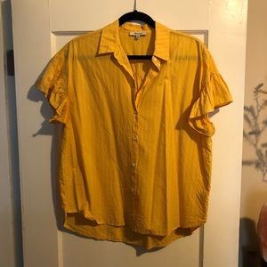 Madewell yellow courier top // ruffle sleeve shirt